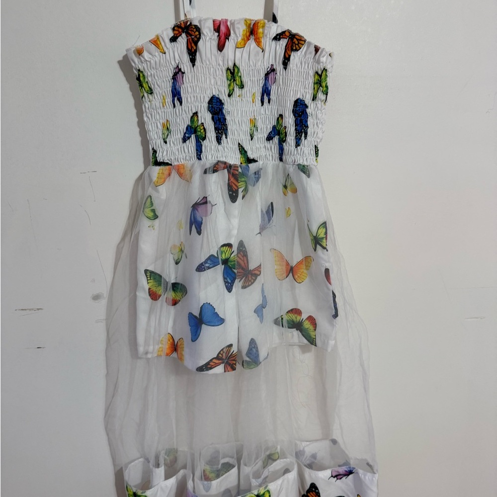 Butterfly Print Sheer Dress
